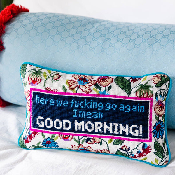Good Morning Needlepoint Pillow