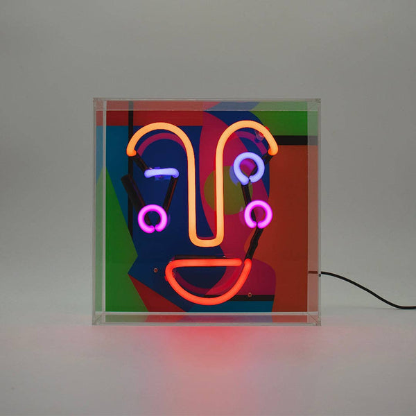 memphis Face Neon Box Sign