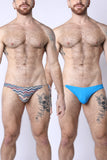 2-IN-1 MAUI SIDE TIE REVERSIBLE LOW RISE SWIM BRIEF - BLUE / ZIGZAG PRINT