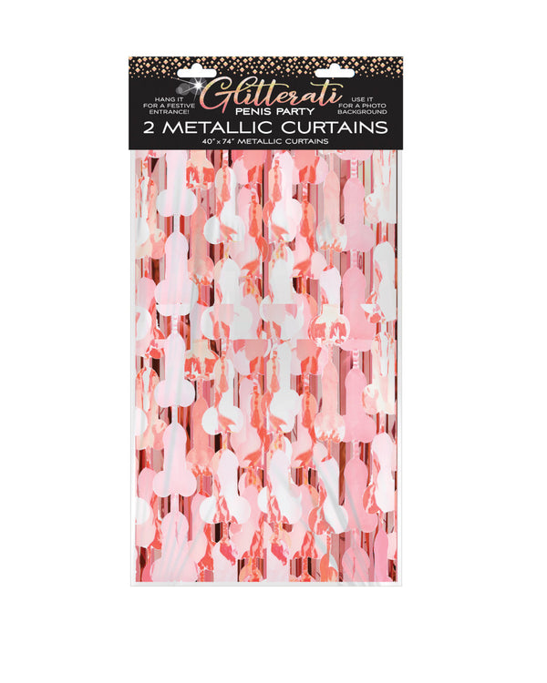 Glitterati Penis Metallic Foil Curtain Set of 2