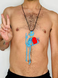 Walter Van Beirendonck Peace Alien Necklace in Blue