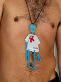 Walter Van Beirendonck Alien Friend + T Necklace in Blue