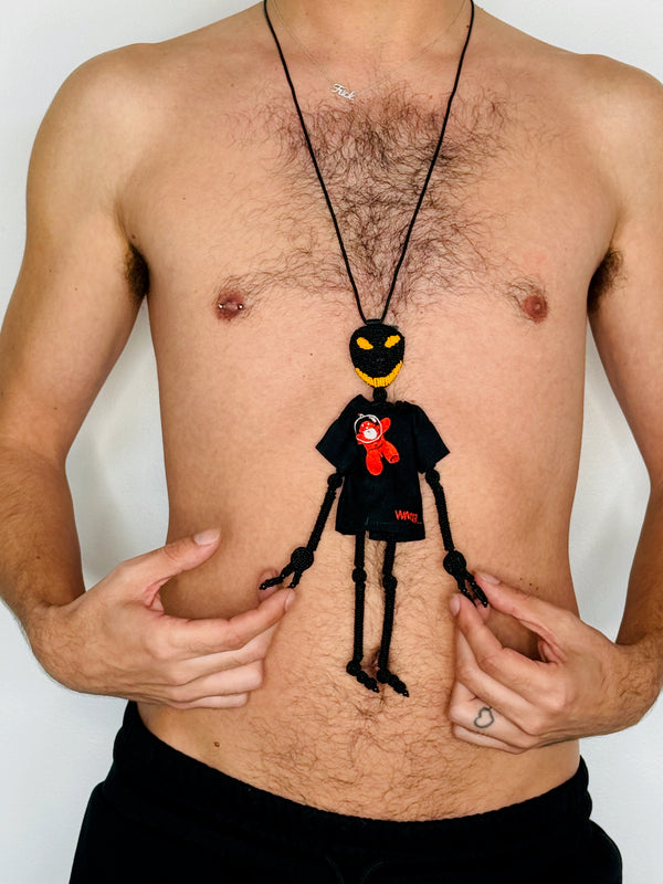 Walter Van Beirendonck Alien Friend + T Necklace in black