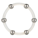 Steel Beaded Silicone Cock Ring - X-Large - Clear