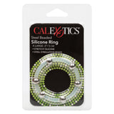 Steel Beaded Silicone Cock Ring - X-Large - Clear