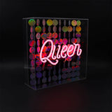 'queen' Glass Neon Sign with Sequins