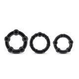 Stay Hard Black Beaded Penis Rings 3-Sizes