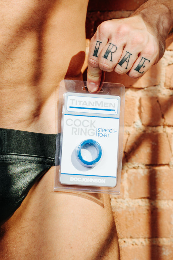 TitanMen Stretch-To-Fit Cock Ring - Blue