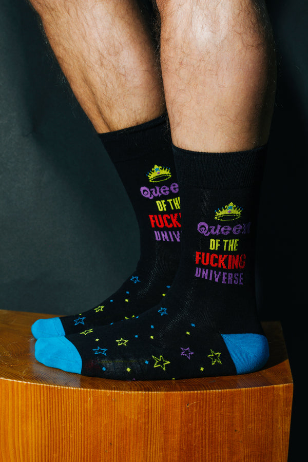 QUEEN OF THE FUCKING UNIVERSE SOCKS