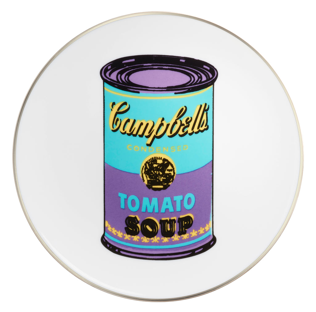 ANDY WARHOL LARGE PORCELAIN PLATE - CAMPBELL- TURQUOISE/PURPLE