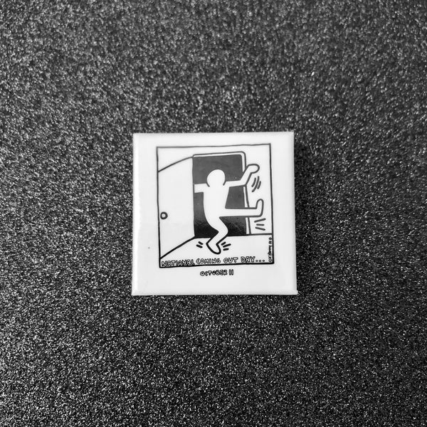 Keith Haring National Coming Out Day Black and White Button