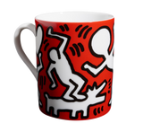 KEITH HARING PORCELAIN MUG "WHITE on red"