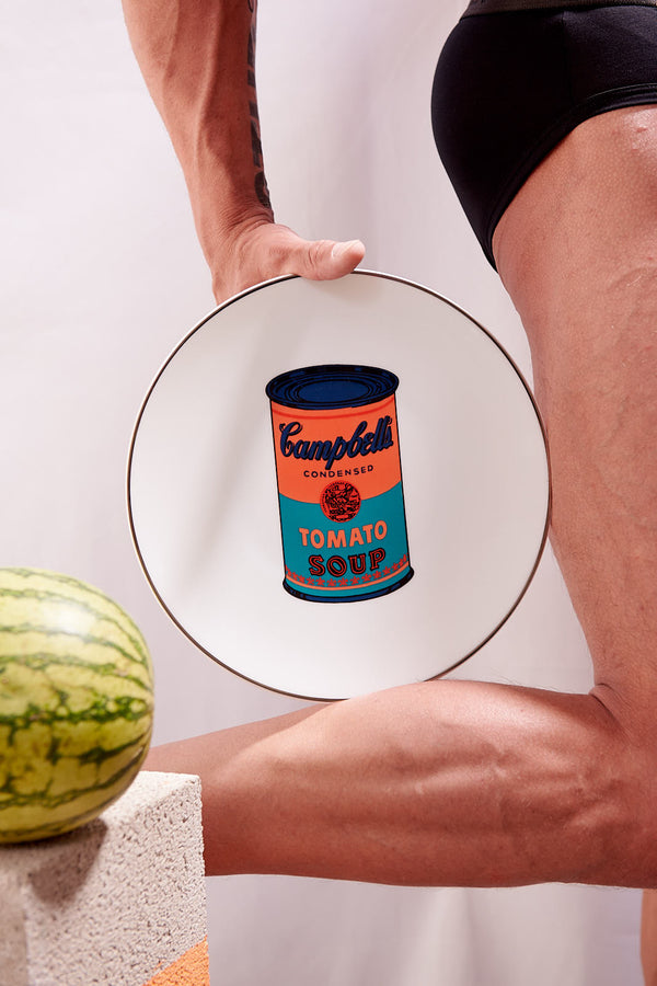 ANDY WARHOL PORCELAIN PLATE -  CAMPBELL - ORANGE/BLUE