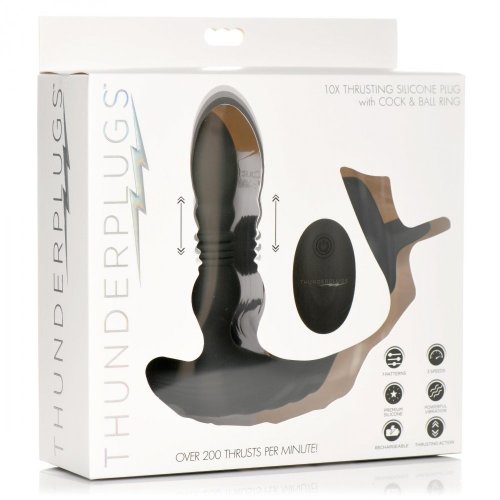 THUNDERPLUGS 10X THRUSTING SILICONE PLUG W/ COCK AND BALL RING